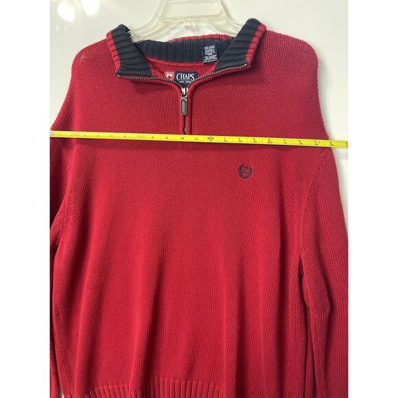 Chaps Ralph Lauren Sweater 1/4 Zip Oversized Red Knit Cotton Men's Size 2XL - Picture 12 of 12